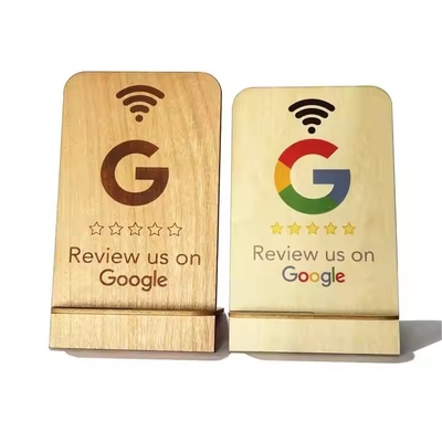 Google Review NFC Деревянный стенд дисплей Бизнес отзывы Умный NFC Деревянный стенд для ресторана Wifi подключение